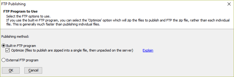 Prompt asking what FTP Program to Use